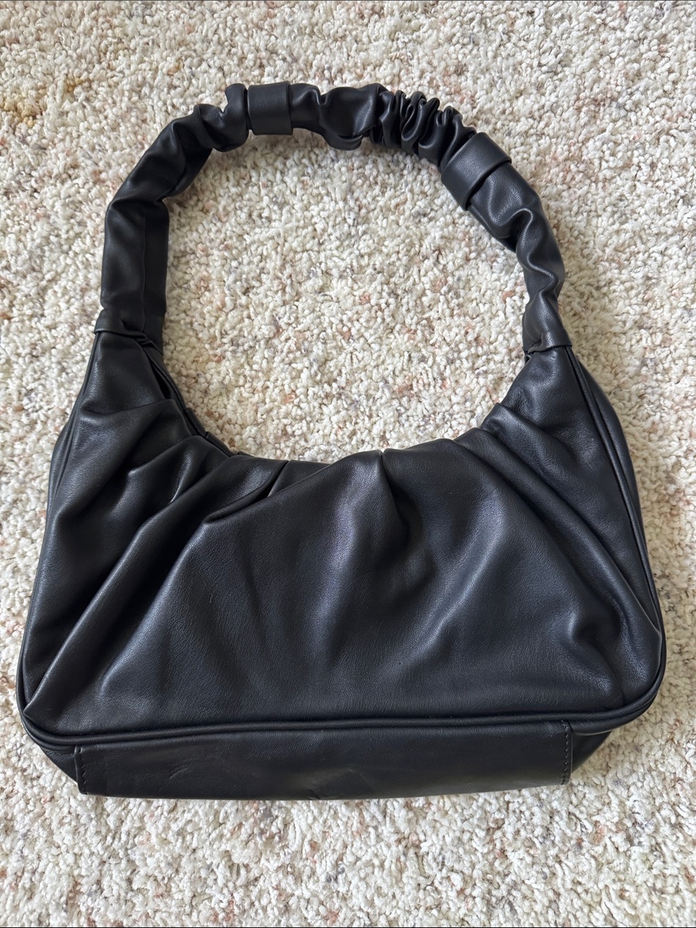 Black Ruched Strap Shoulder Bag